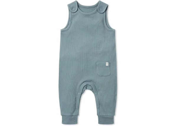 MORI Baby Ribbed Overalls – One-Piece Jumpsuit with Shoulder Snaps, Pocket, Ankle Cuffs