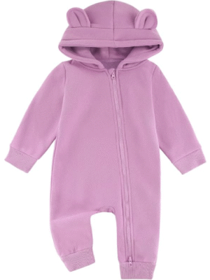 Baby Jumpsuit Hoodie Romper Zipper Long Sleeve One Piece Outfits Warm Clothes for Boy Girl 0-24 Months