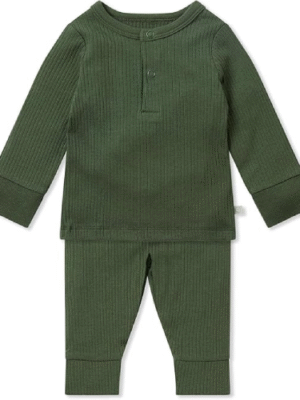 MORI Baby Unisex Pajama Set for Boys and Girls - Front Popper Top and Elastic Waist Bottoms